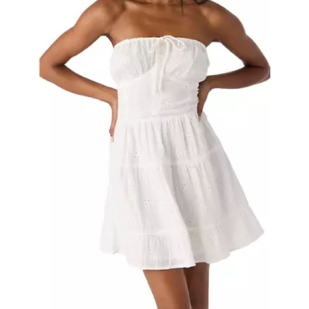 O'Neill White Strapless/halter Eyelet cotton coastal coquette feminine Sundress